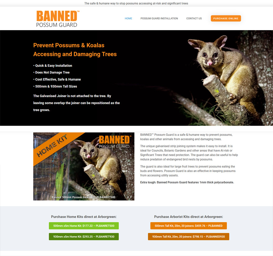 Possum Guard Website - Product Branding and SEO