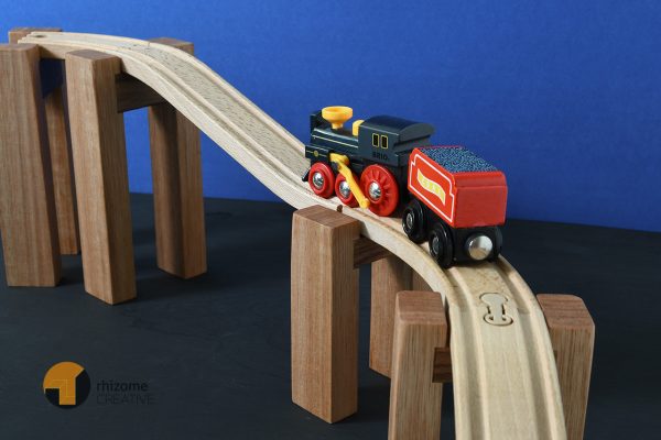 BRIO and HAPE Style Wooden Track Bridge Supports - Img1
