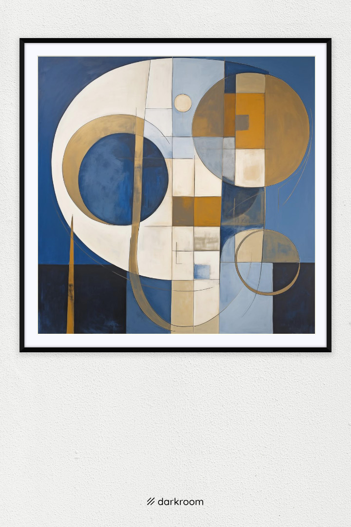 Abstract in Tones of Blue, Orange and Brass | Darkroom Print