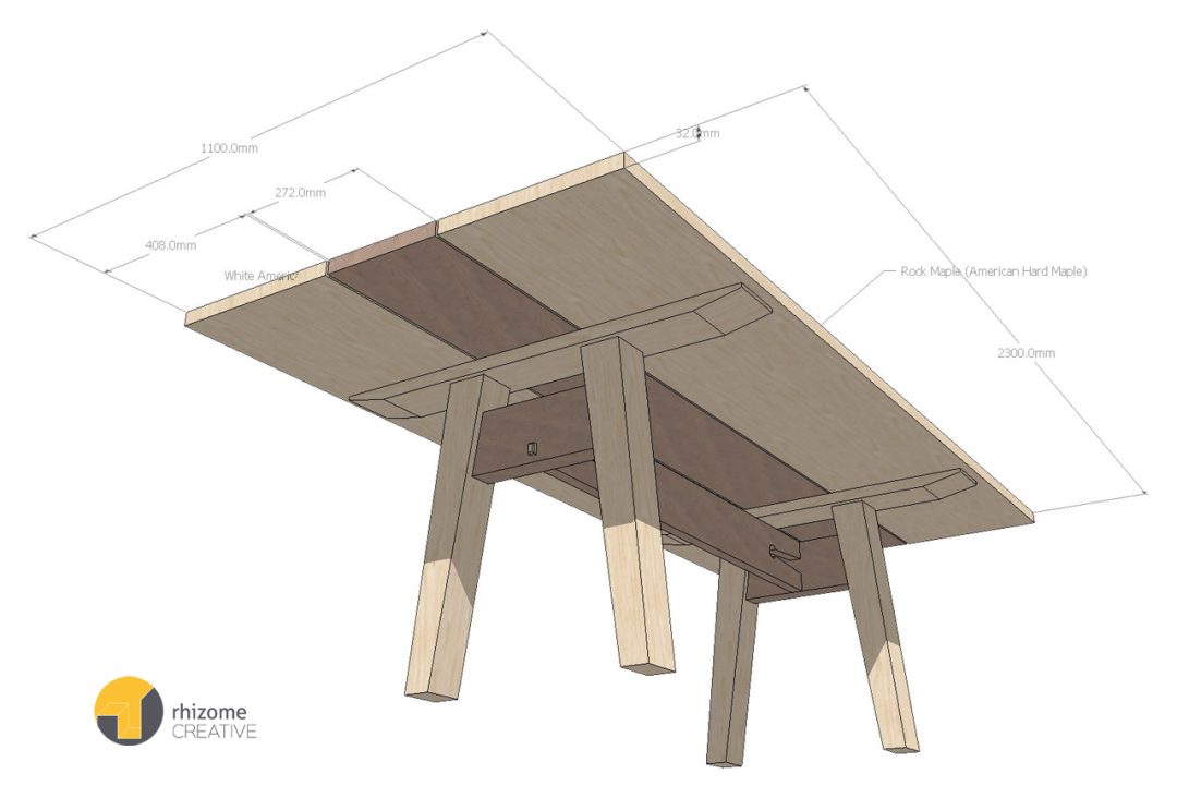 White Oak & Rock Maple Dining Table | SketchUp design process