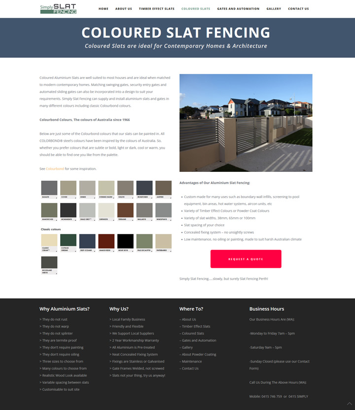 Simply Slat Fencing | WordPress website | Perth Australia